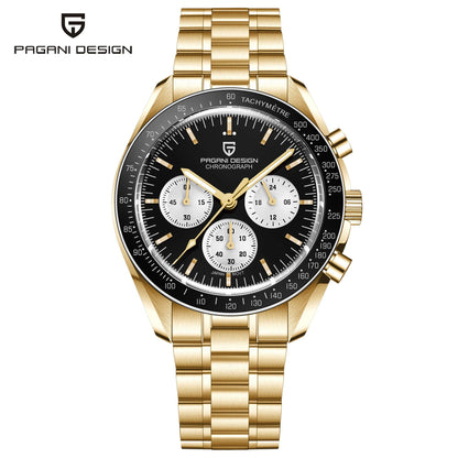 Reloj PAGANI DESIGN Moon: cronógrafo de cuarzo de lujo para hombre, estilo deportivo, cristal de zafiro con tratamiento antirreflectante, esfera luminiscente