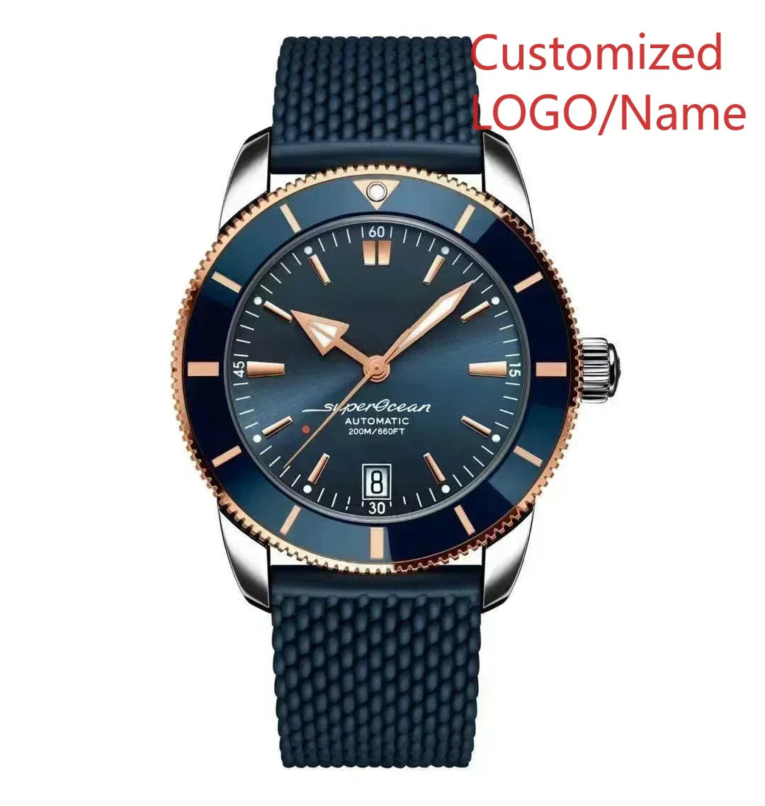 A11 Store Customized Watch  Mens Automatic Mechanical Watch Superocean Black Blue Rubber Rose Gold Sport Watches Ceramic