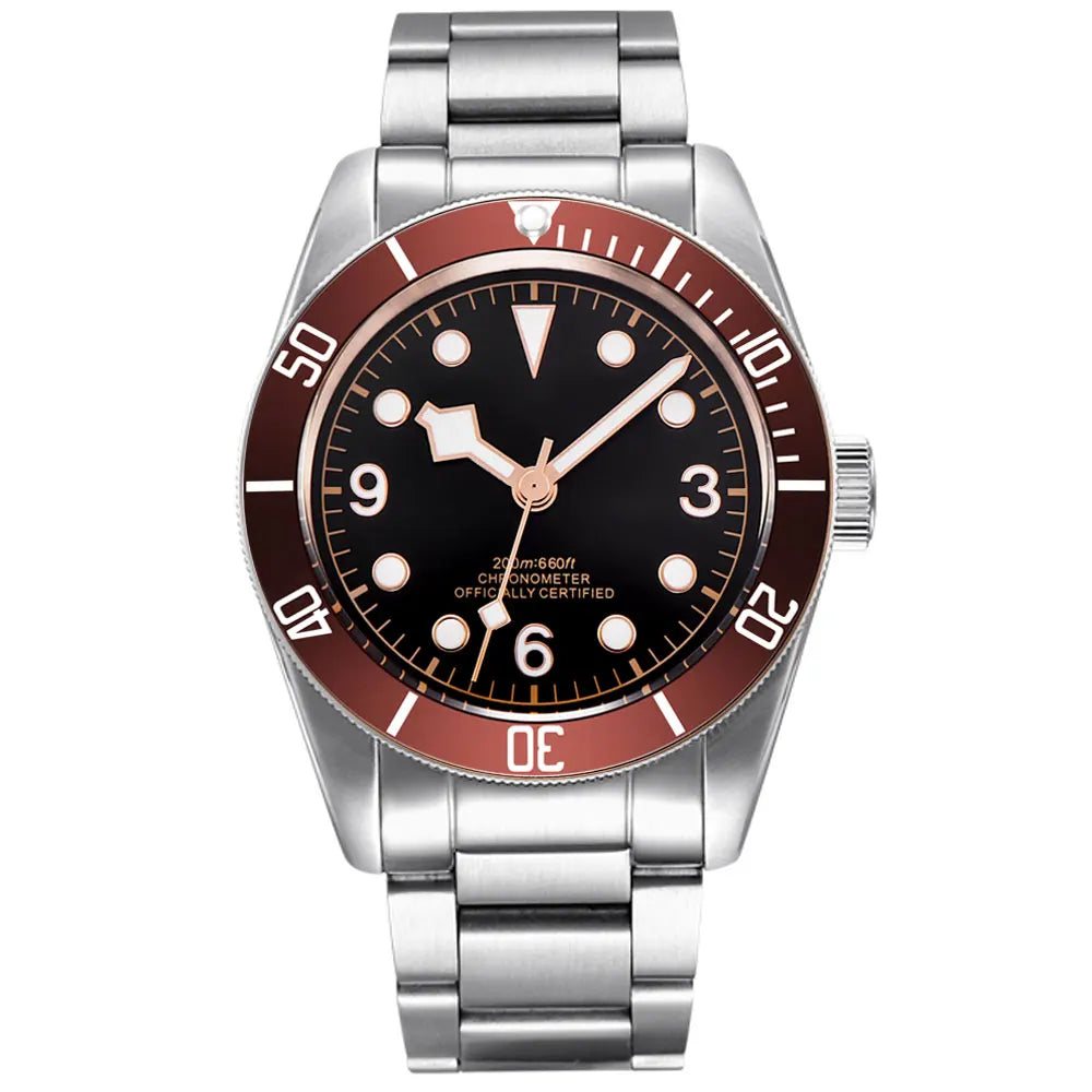 41MM Custom Name NH35A / Miyota 8215 Personalized Men's Automatic Watch Black Dial · Sapphire Crystal · 20ATM · Name & Logo E