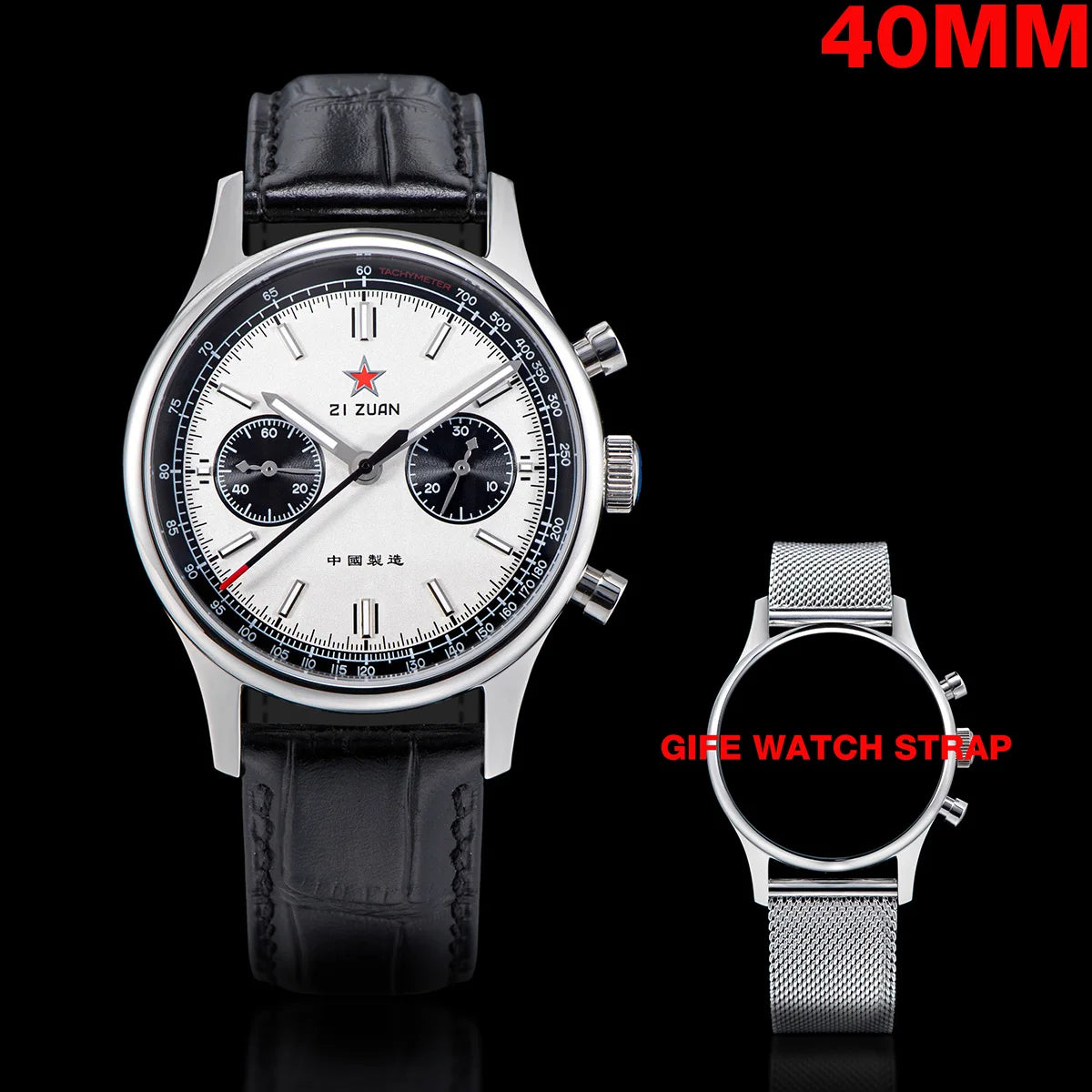 1963 Panda Pilot Chronograph Watch Men 40mm Air Force Sapphire Senior  ST1901 Mechanical Wristwatches Retro Clock Reloj Hombre