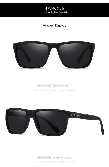 BARCUR Design TR90 Sunglasses Men Polarized Light Weight Sports Sun Glasses Women Eyewear Accessory Oculos UVAB Protection