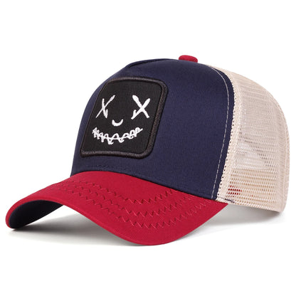 Men Women Smile Face Embroidery Baseball Caps Cotton Adjustable Snapback hats Hip Hop mesh Cap summer Outdoor Sun hat Dad Hats