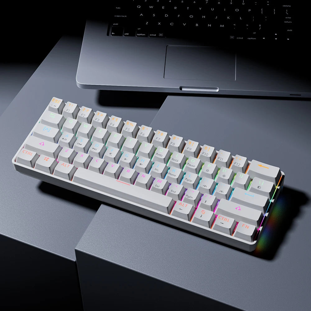 MUCAI MK61 USB Gaming Esports Mechanical Keyboard 61 Key Red Axis Wired Detachable Cable RGB Backlight Hot Swap