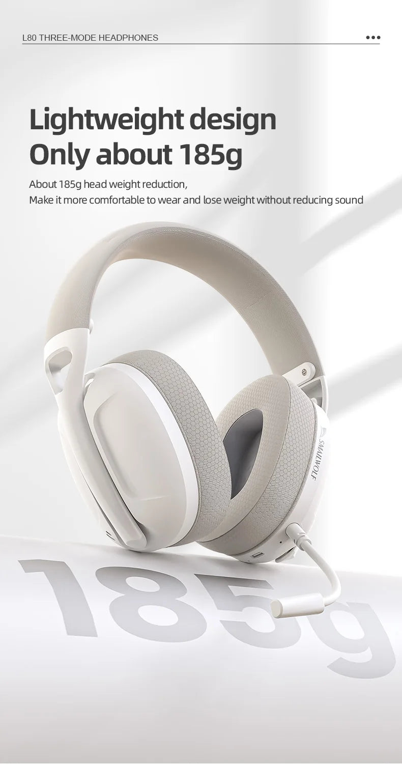 SMAILWOLF L80 Bluetooth wireless three-mode gaming headset, lightweight 185g plug-in microphone e-sports gaming headset