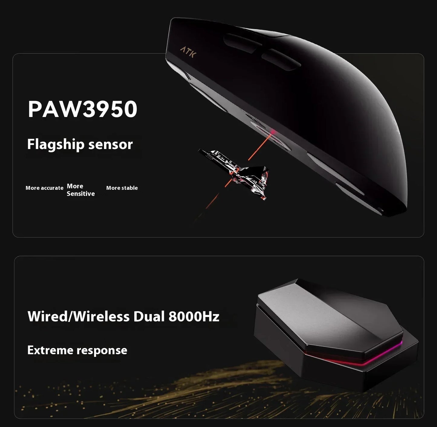 ATK Blazing Sky X1/X1V2 Wireless Gaming Mouse 8K Low Latency Lightweight FPS Liekong E-sports Gaming Mouse Custom PC Accessories