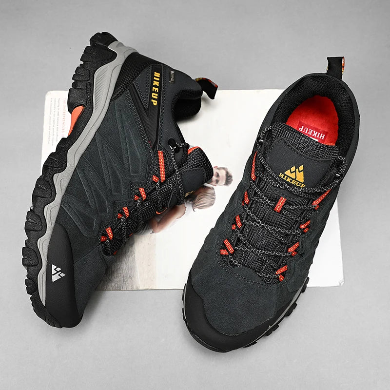 HIKEUP Scarpe da trekking in pelle di alta qualità, resistenti, da outdoor sportivo, da uomo, con lacci, per escursionismo, arrampicata e caccia