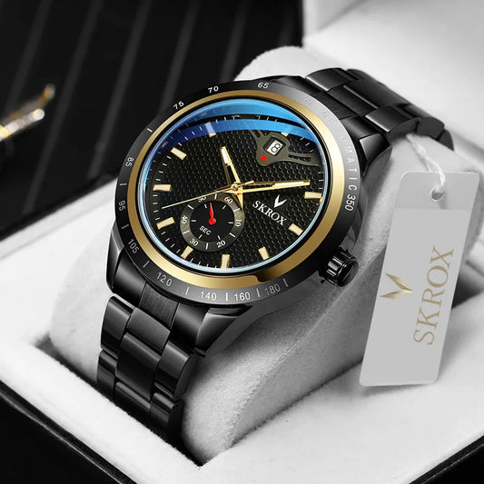 SKROX Luxury Sapphire Stainless Steel Automatic Movement Mechanical Clockwork Man Watch Military Waterproof Men's Wrist Watches