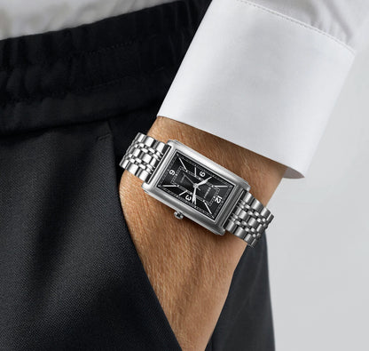 Reloj cuadrado para hombre BERNY – Movimiento de cuarzo, esfera con números romanos, indicación luminiscente, caja de acero inoxidable 316L – Reloj rectangular elegante y desenfadado