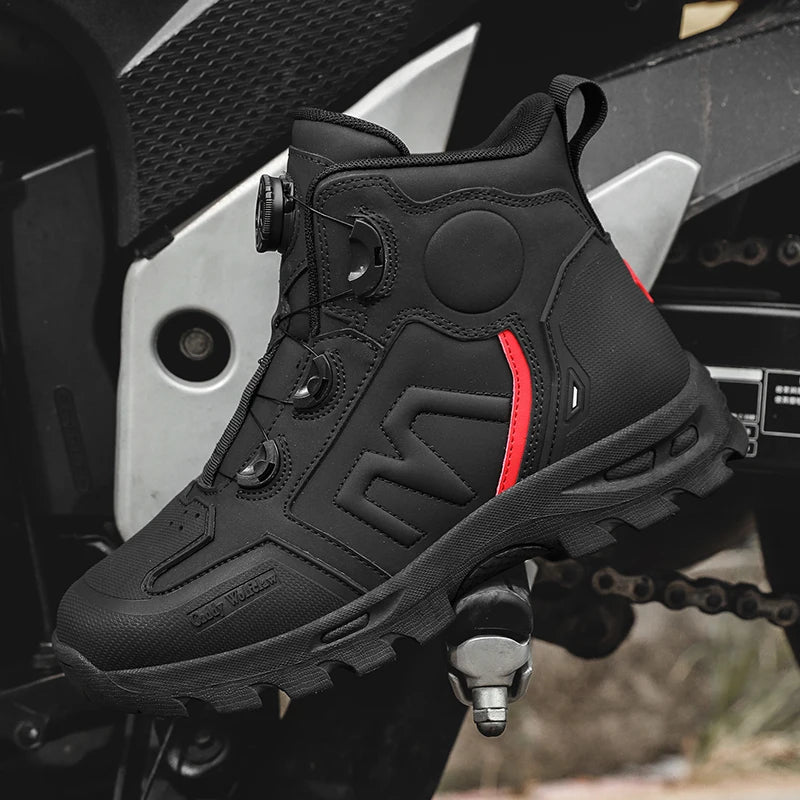 Bottes de moto imperméables pour hommes, chaussures de cyclisme pour Motocross, course de moto tout-terrain, Anti-chute, équipement respirant doux
