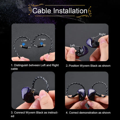 Celest Wyvern Black In-Ear Monitor Wired IEM Gaming Earbuds with Microphone HiFi Bass 10mm Driver Detachable Cable