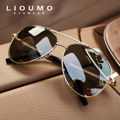 LIOUMO Hochwertige Piloten-Sonnenbrille für Herren, polarisierte Autofahrerbrille für Damen, modische Pilotenbrille, blendfreie Sonnenbrille für Herren