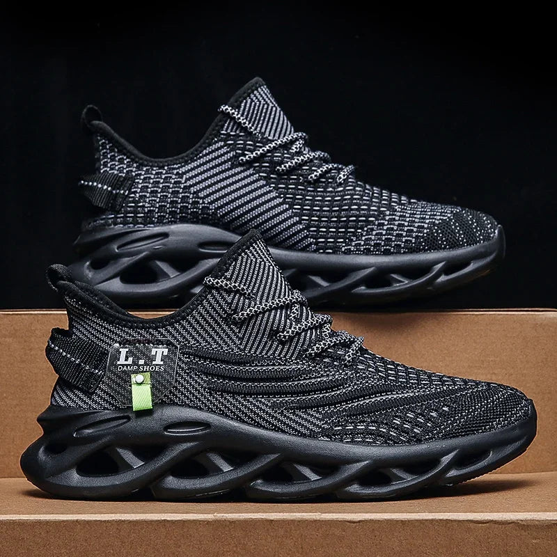 YRZL Herren-Sportschuhe zum Laufen, schwarze Jogging-Schuhe, lässige Outdoor-Sneaker aus atmungsaktivem Mesh, Damen, leicht, stoßdämpfend, schwarze Tennisschuhe