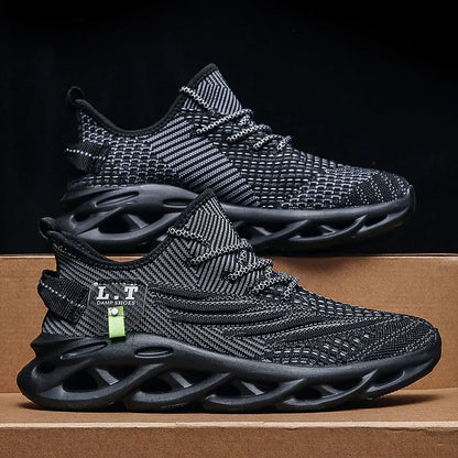 YRZL Herren-Sportschuhe zum Laufen, schwarze Jogging-Schuhe, lässige Outdoor-Sneaker aus atmungsaktivem Mesh, Damen, leicht, stoßdämpfend, schwarze Tennisschuhe