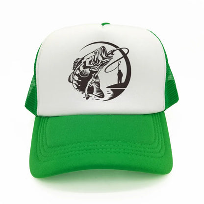 Fishing Skeleton Trucker Cap Summer Men Cool Fisherman Fishing Hat Baseball Cap Unisex Outdoor Mesh Net Caps MZ-238