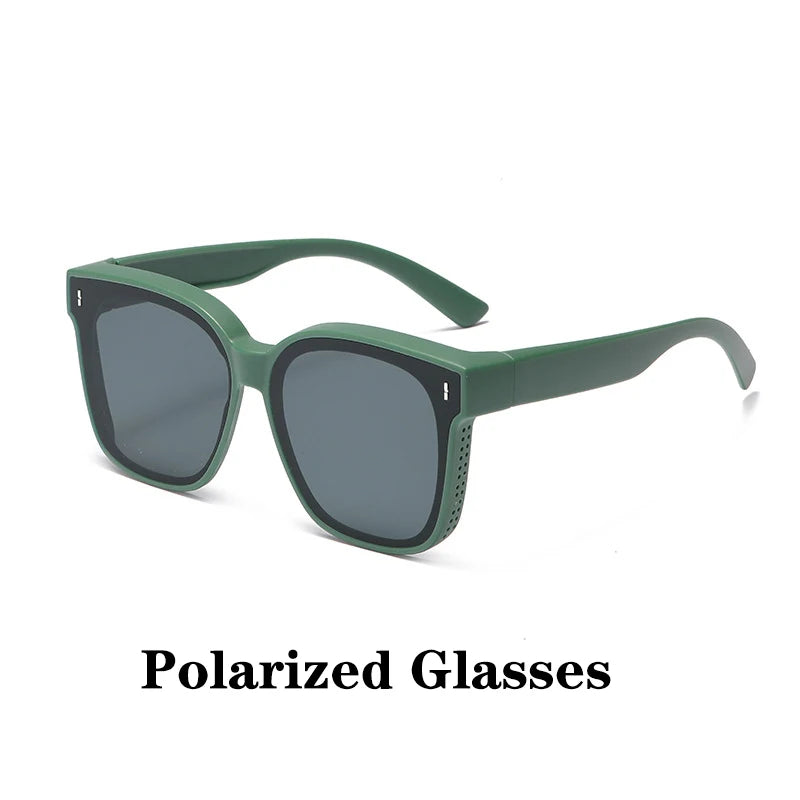 Fashion Square Polarized Sunglasses Cover Over Myopia Prescription Glasses Portable Men Women Vintage Fishing Driving Eyewear ﻿