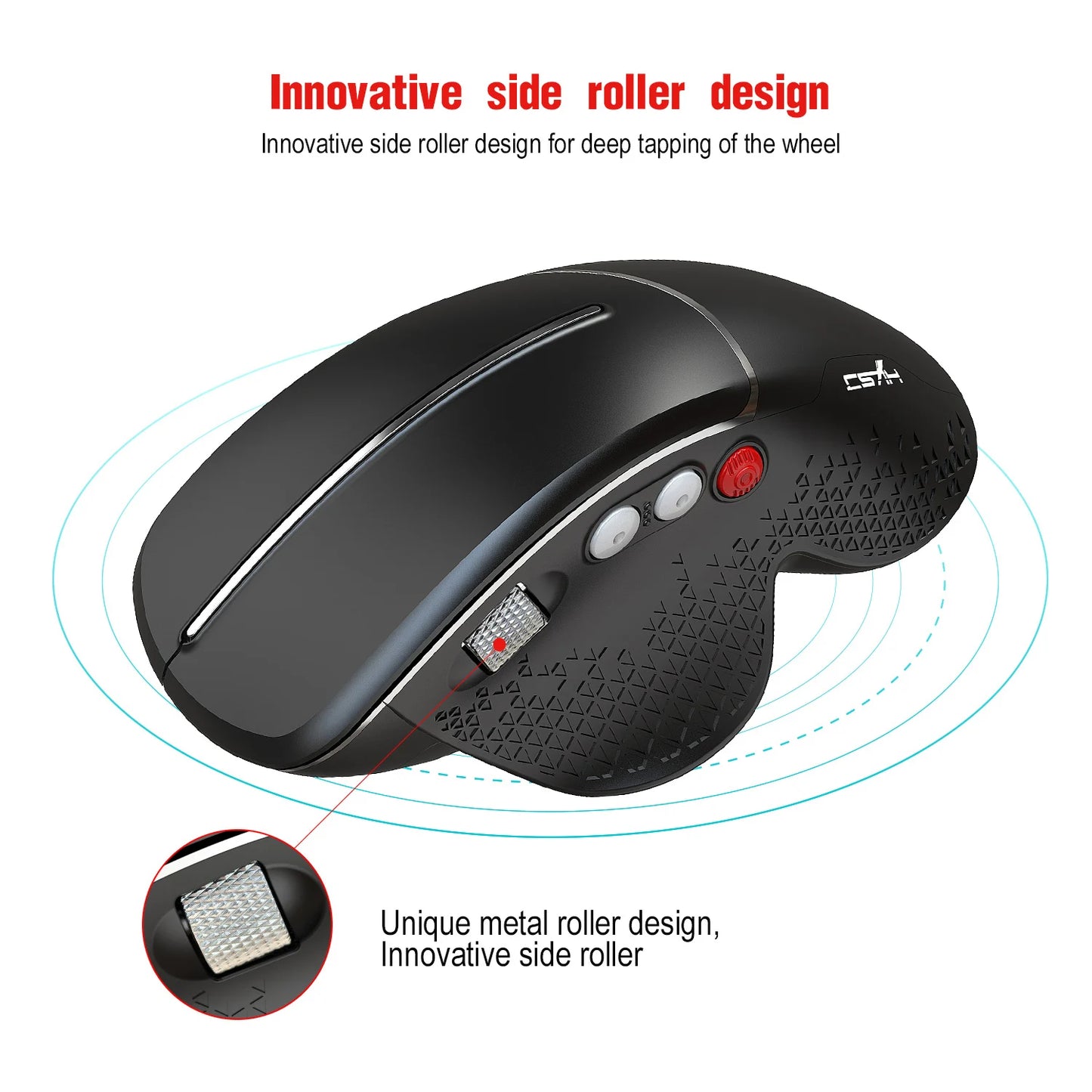 2.4G Wireless Mouse Ergonomic Vertical Mice Side Metal Roller Gaming Mouse For Official Home Laptop Computer PC