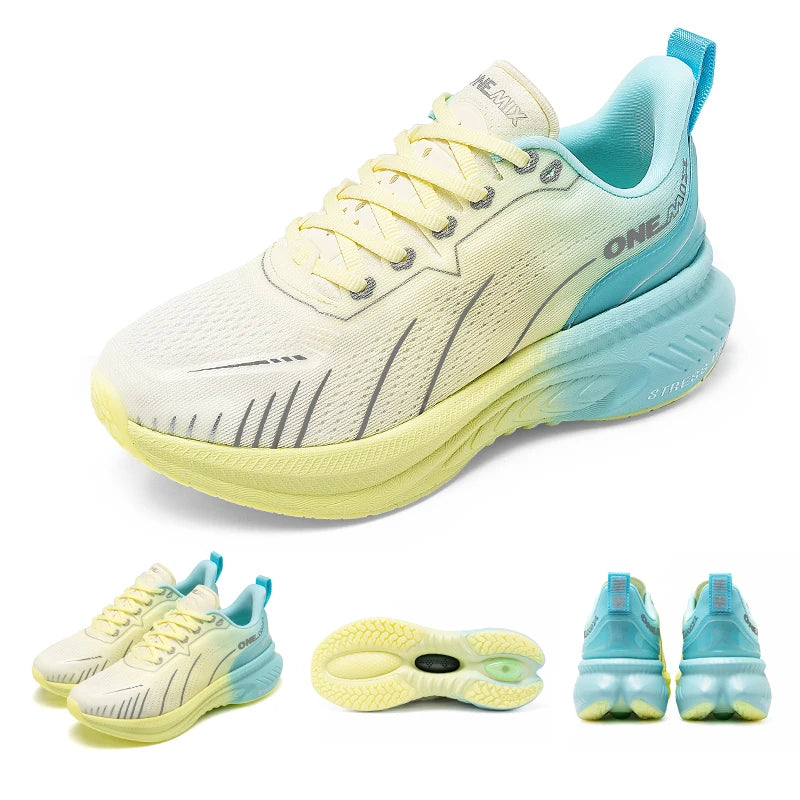 Zapatillas de running ONEMIX White Road para hombre con amortiguación de aire, deportivas de exterior, zapatillas de entrenamiento masculinas de verano para jogging, calzado para mujer