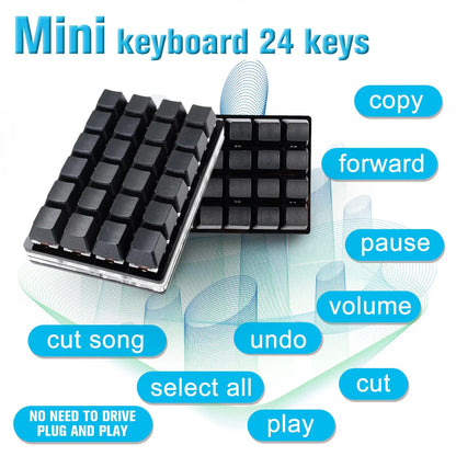 Mini USB Custom Mechanical Keyboard 24 Keys Black/White Gaming Keyboard Sayo Device Shortcut Programmable Keypad Keys Macro