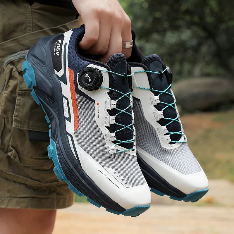 Chaussures de course pour hommes 2025 nouvelles chaussures de randonnée hors route en plein air en maille respirante amorti chaussures de marche plates en maille souple pour homme