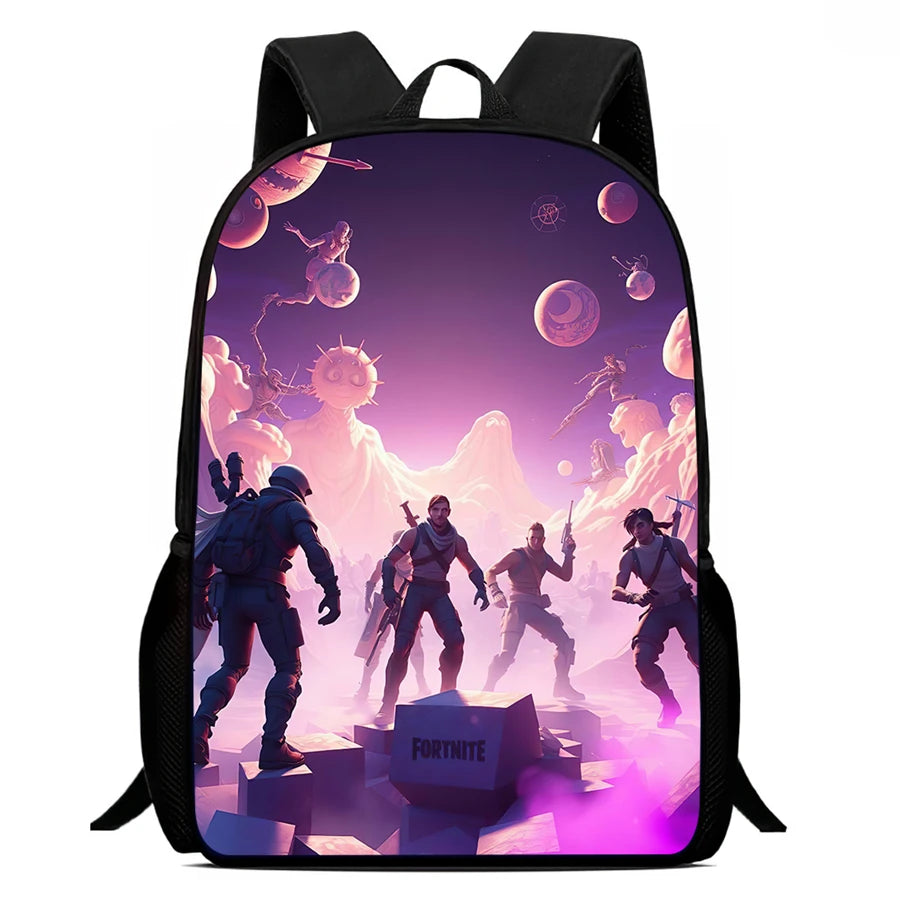 Fortnite Cartoon 15-inch Lightweight Backpack With Adjustable Shoulder Straps Kids Daily School Bag For Boys Girls Age 5-9