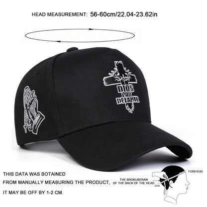 Unisex DIOS POR DELANTE Baseballkappen mit Kreuzstickerei – Frühjahr/Herbst – Outdoor – verstellbar – Freizeitmützen – Sonnenschutzhut – Sportmütze