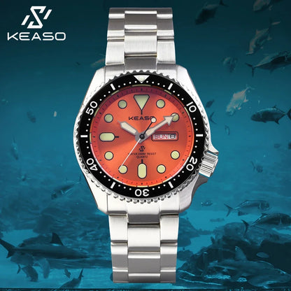 KEASO Top Men's Dive Watch C3 Super Luminous 316L Solid Steel 20Bar Waterproof Sapphire Mirror MIYOTA 2035 Quartz Movement Watch