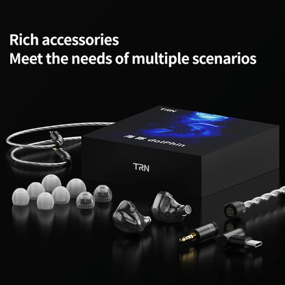 TRN Dolphin headphone10mm dual magnetic circuit dynamic driver Liquid metal Earphone