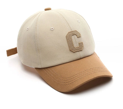 Vintage C Letter Embroidered Baseball Cap | Two-Tone Design, Adjustable Strap, Unisex for Men & Women