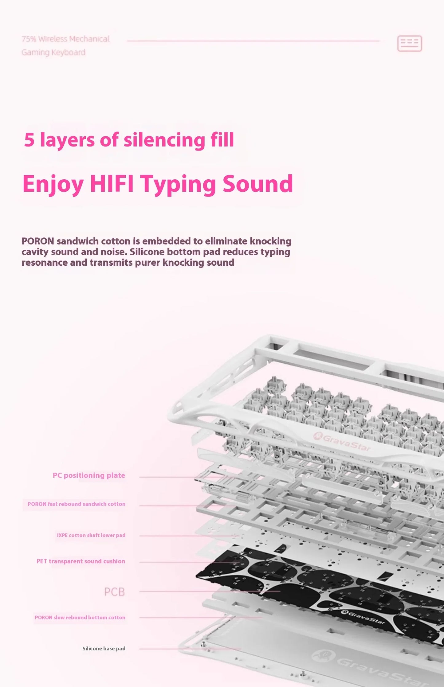 Mercury K1 Grava Star Breaking 75 RGB Mechanical Keyboard Gaming Bluetooth 2.4G Wired RGB Hotswap Gamer Non-contact Keyboard