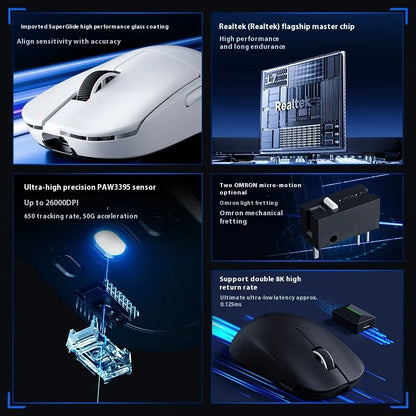 Official MCHOSE L7 Pro Wireless Gaming Mouse PAW3395 E-Sport Sensor Optical Switch TOPSPEED 8K Polling Rate 39g 250mAh Mice