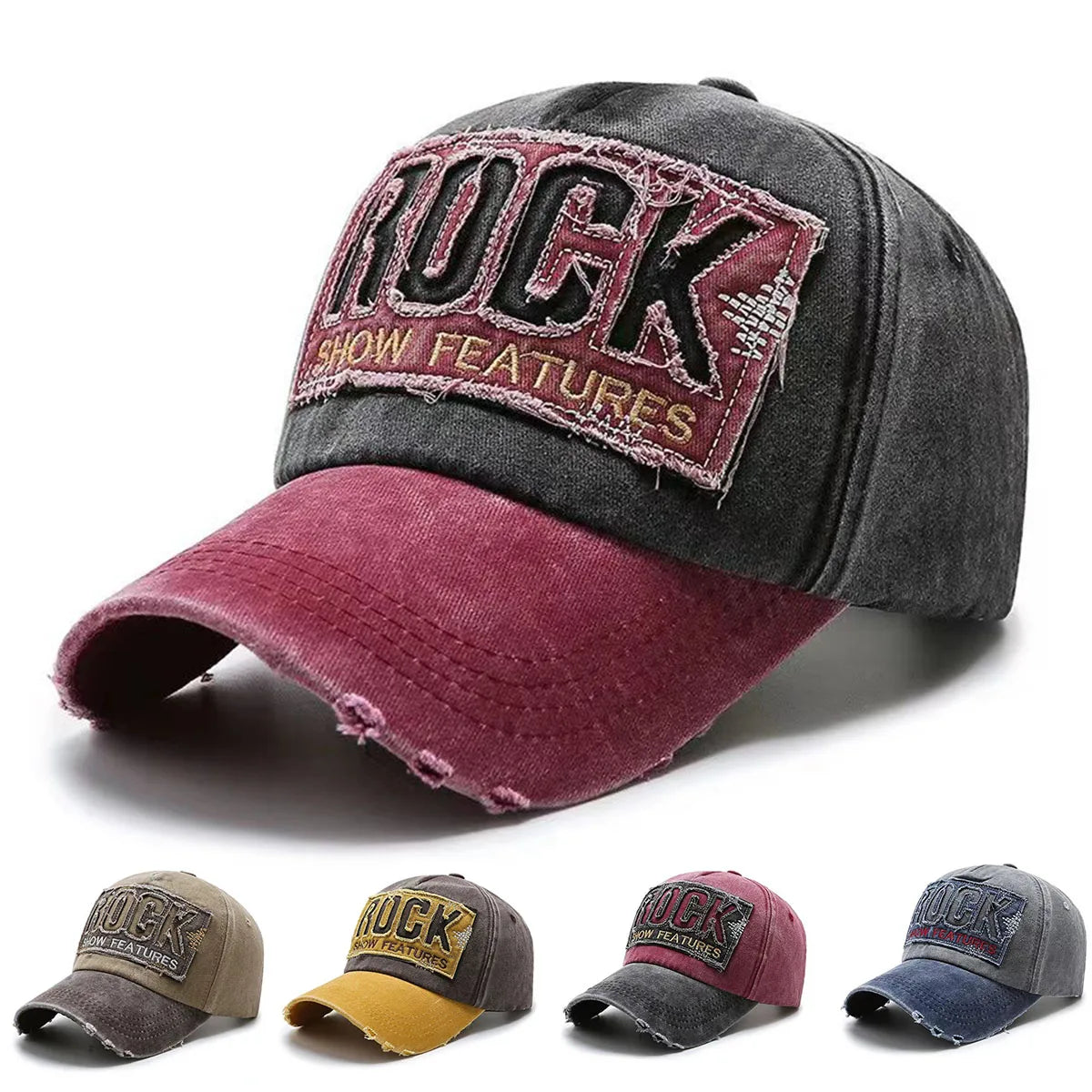 Wysokiej jakości bawełniana czapka baseballowa z haftowanym napisem ROCK dla mężczyzn i kobiet, snapback, sportowa czapka przeciwsłoneczna outdoor