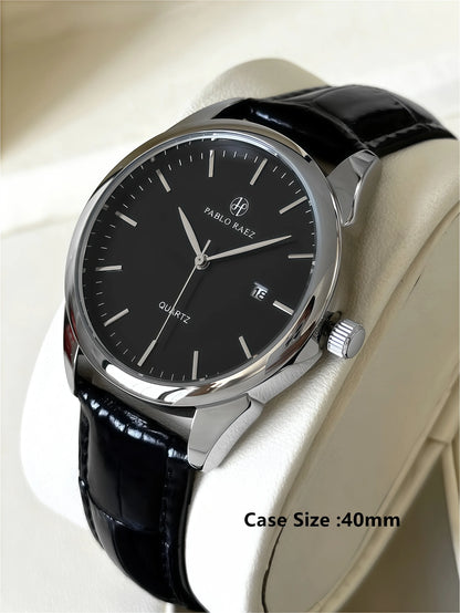 PABLO RAEZ Actual Photo Classic Top Brand Luxury Men Watch Male Date Casual Clock Leather Waterproof Quartz Business Wristwatch