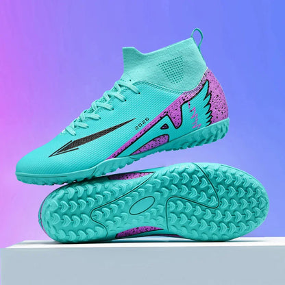 Nouvelles chaussures de football pour hommes, chaussures de soccer de haute qualité pour l'extérieur, chaussures de sport ultralégères pour l'intérieur, chaussures de sport antidérapantes à cheville haute, chaussures d