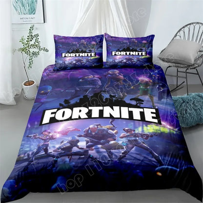 Fortnite Bedding Set 3pcs 3D Printed Bedroom Bed Linens Game Cartoon Decorative Bedding Duvet Cover Pillowcase Birthday Gift