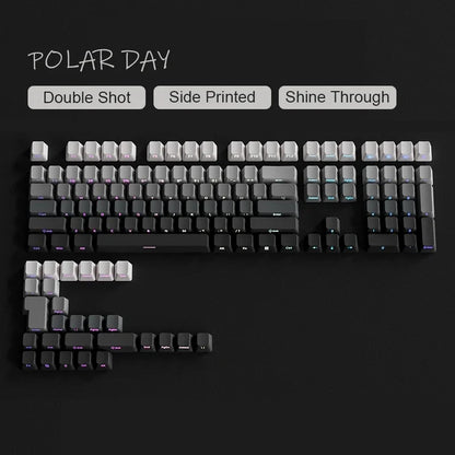 New 133 Key Gradient Gray PBT Double Shot Keycap Side Print Shine Through Backlit Keycaps For Cherry Gamer Mechanical Keyboard
