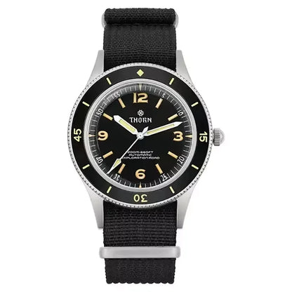 Thorn SHY033 Vintage 50-Fathoms Mechanical Watch NH35 Automatic Movement K9 Mineral Crystal 200m Waterproof Luminous Men Watch