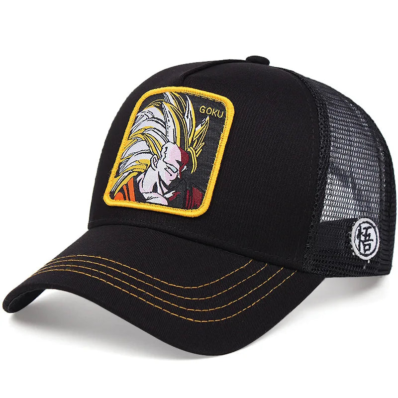 Dragon Ball DRAGONBALL sieťovaná čiapka, kreslená sieťovaná čiapka, pánska a dámska bejzbalová čiapka, módna čiapka s nášivkou, trucker čiapka