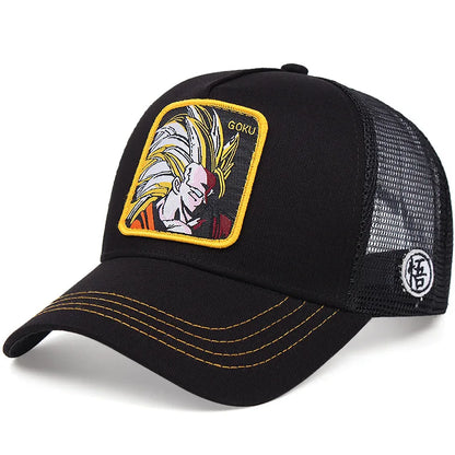 Dragon Ball DRAGONBALL sieťovaná čiapka, kreslená sieťovaná čiapka, pánska a dámska bejzbalová čiapka, módna čiapka s nášivkou, trucker čiapka