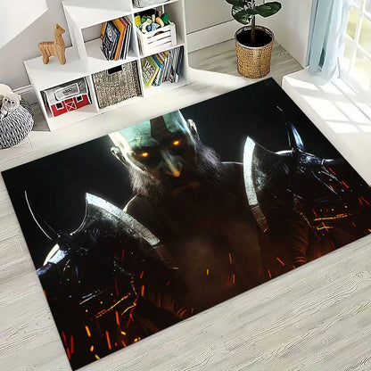 Classics God of War Kratos 3A Game Gamer Rug for Bedroom Living Room Sofa Home Doormat Decor, Large Kids Play Non-slip Floor Mat