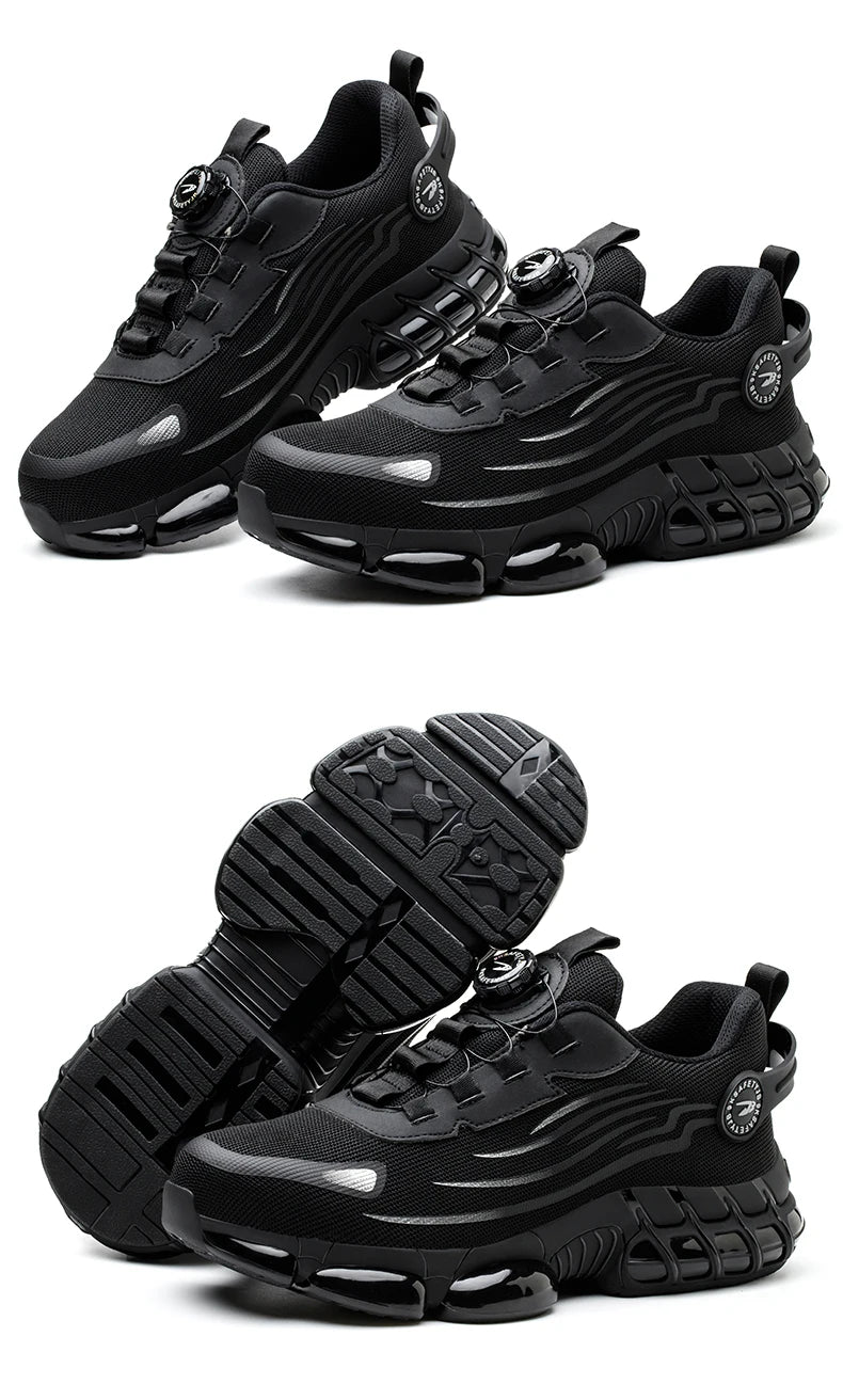 Chaussures de sécurité pour hommes et femmes, baskets de travail protectrices, bottes de sécurité verdes, chaussures Parker en acier à coussin d'air, perforation, taille 47, 48