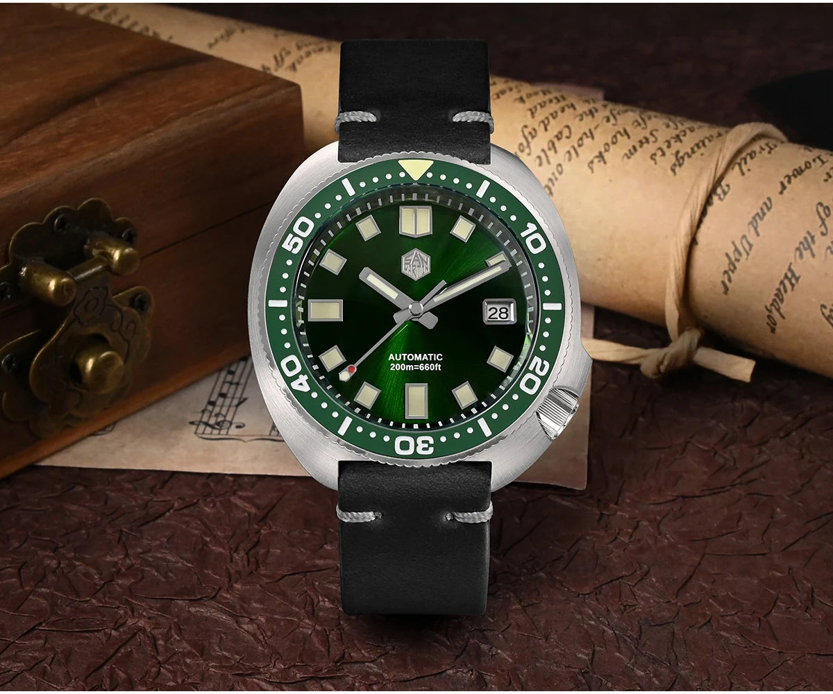 San Martin Turtle Men Diver Watch 44mm NH35 Automatic Mechanical Wristwatch Sapphire Waterproof 200m Luminous Relojes SN0047