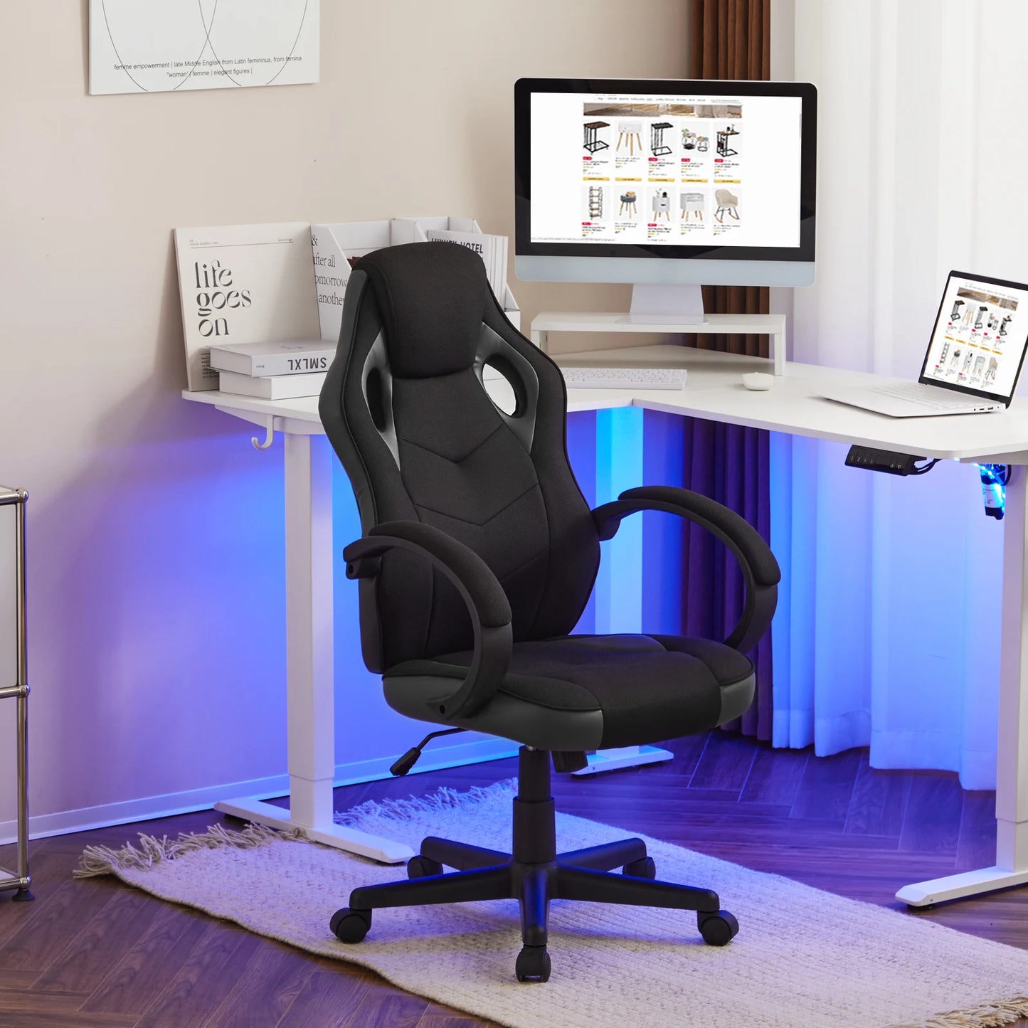 WOLTU Ergonomic Design Gaming Chair Gamer Armchair Office Computer Chair Tilt Mechanism Adjustable Height 360° Swivel High Back