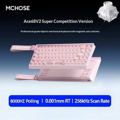 MCHOSE ACE68 V2 Gaming Keyboard Hall Effect 0.001MM RT 8kHz Polling Rate Hot Swappable Support 16K/128K/256K Scan Rate RGB DKS