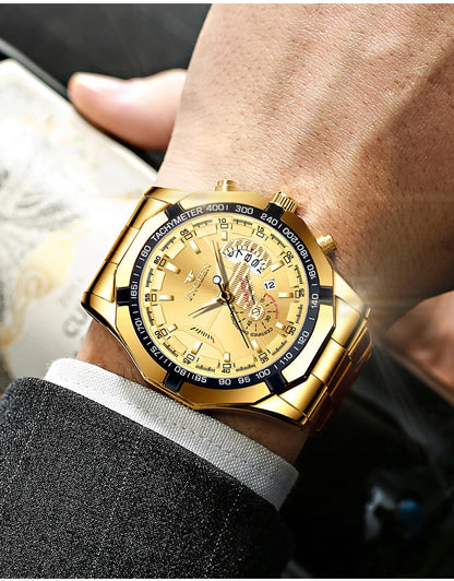Reloj de pulsera de cuarzo de lujo BINBOND para hombre, luminiscente, resistente al agua, con fecha automática, de acero inoxidable