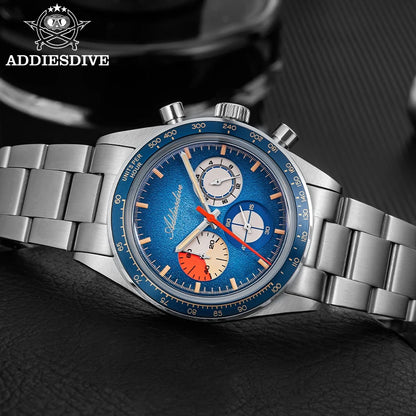 ADDIESDIVE Top Brand AD2551 Chronograph Watch C3 Super Luminous 316L Stainless Steel 10Bar Waterproof 0S20 Movement Men's Watch