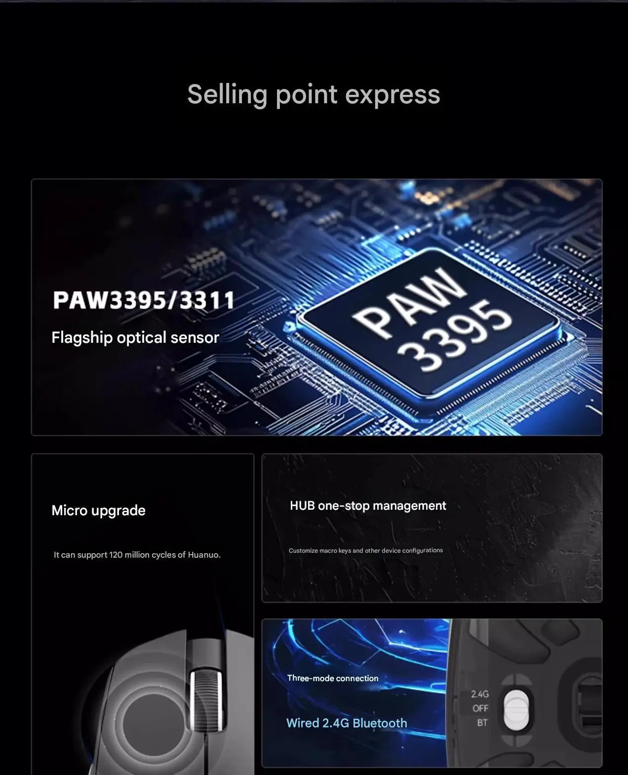 Aigo GM80 PLUS PRO Wireless Mouse Bluetooth PAW3311/PAW3395 Lightweight 1000HZ Wired Three-mode Gaming E-sports Mouse Gift