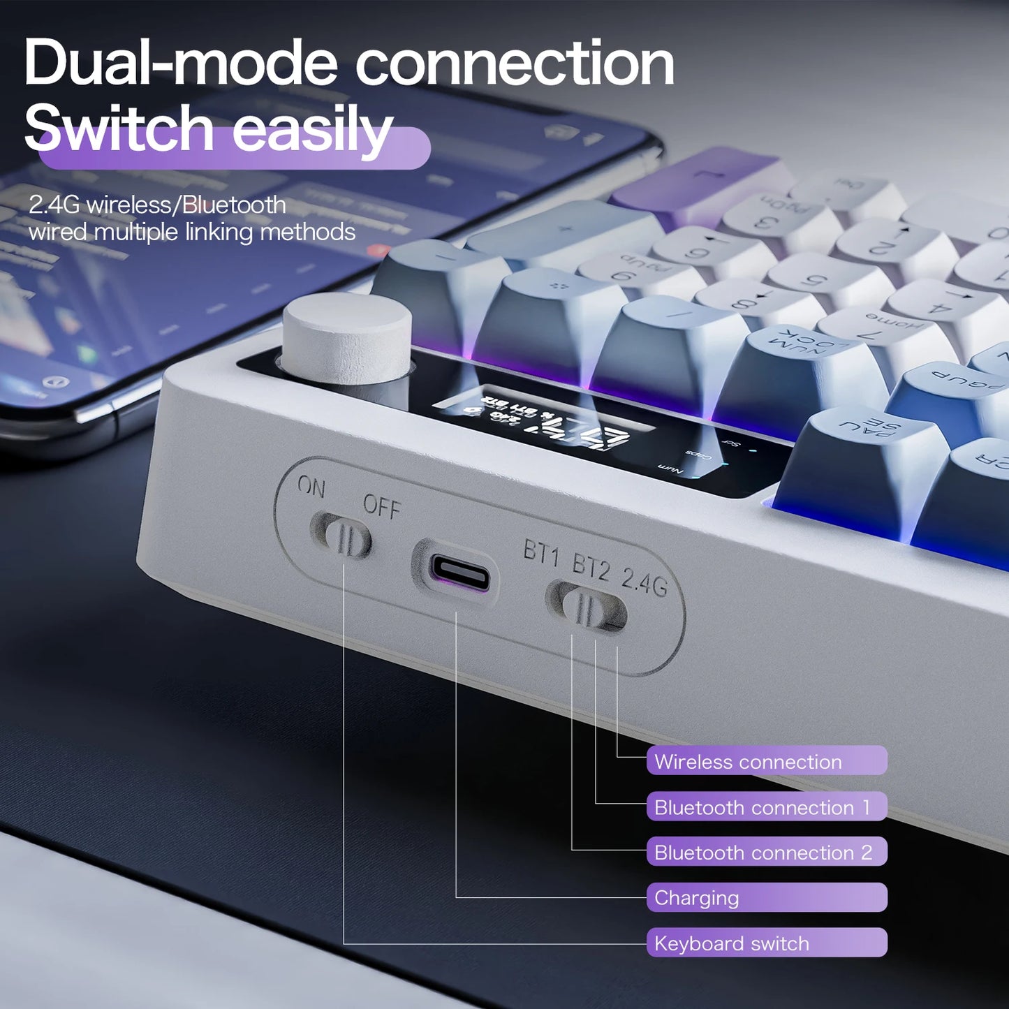 XUNFOX  TK100 wireless 2.4 keyboard Bluetooth dual-mode game silent office notebook universal keyboard