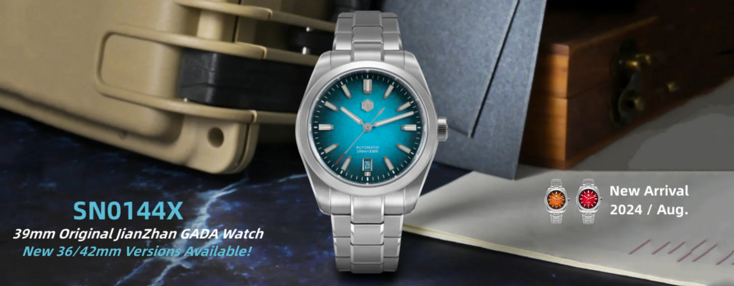 San Martin 39mm Enamel Sunray JianZhan Dial Men GADA Watch 90S5 Automatic BGW-X1 10Bar Sapphire 5-Link Bracelet SN0144CG