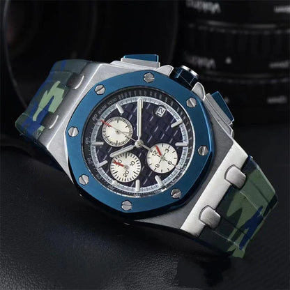 Men's Chronograph Sport Watch Date Display Luxury Chronograph Wristwatch Sport & Business Casual Watch with Rubber Strap