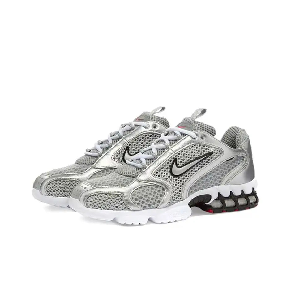 Nike Air Zoom Spiridon Cage 2 Unisex Low-Top Casual Shoes Sport Wear Resistant Grey Red Lifestyle Footwear CJ1288-600